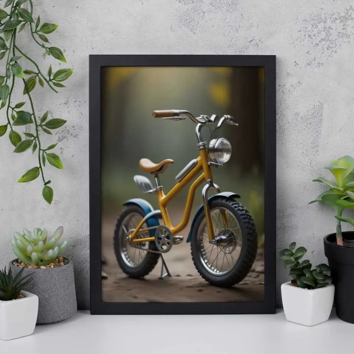 Kids Cycle Image with Blurred Background | Artistic Wall frame